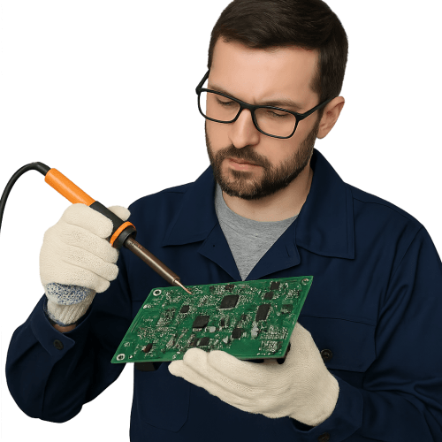 technician performing electronic & PCB repair