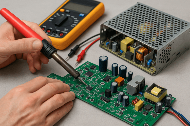 circuit board under electronics repair